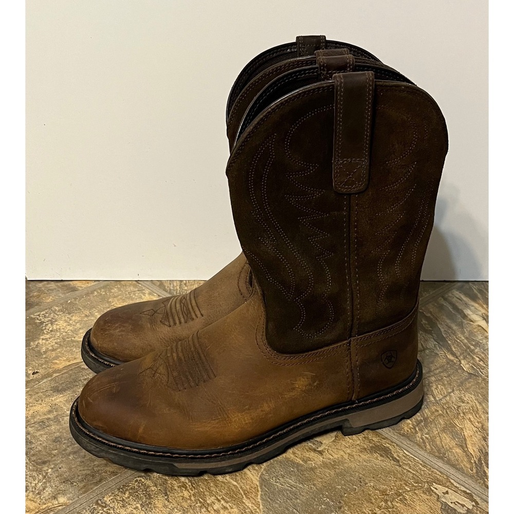 Ariat Groundbreaker Work Boots Men 10EE Brown Leather Suede 10014238 EH